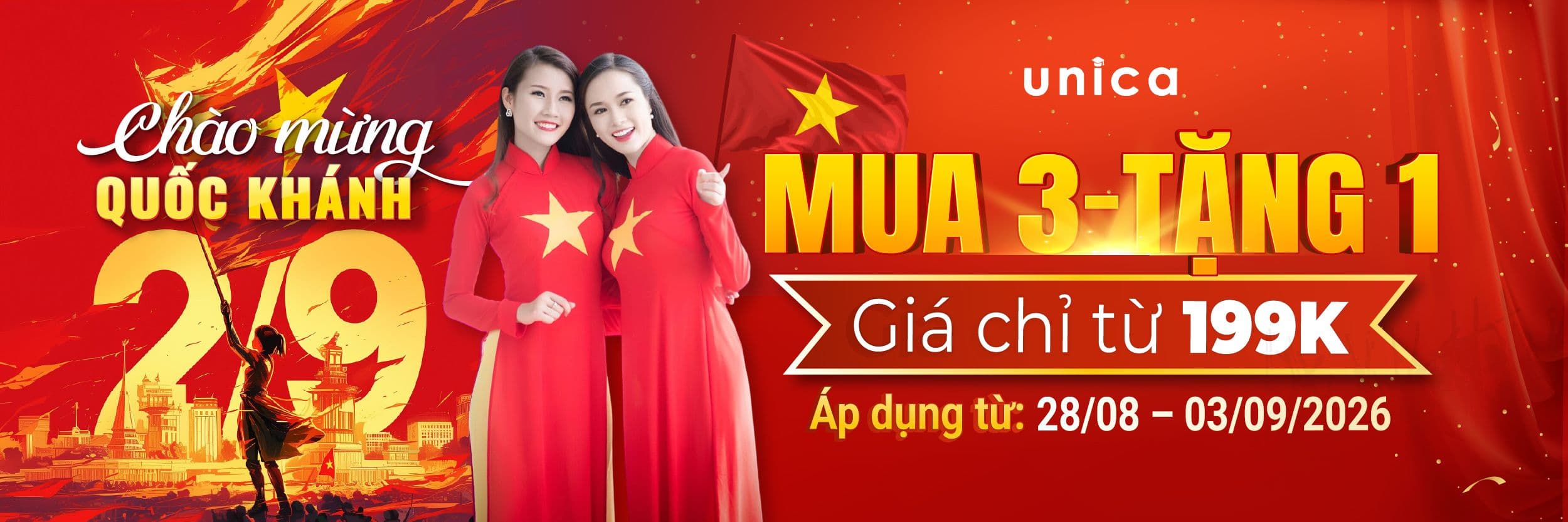 Chào Mừng Quốc Khánh 2/9/2026 Mua 3 Tặng 1
